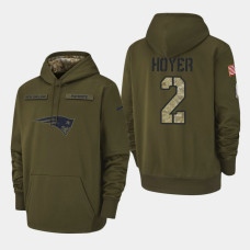 New England Patriots #2 Brian Hoyer 2018 Salute To Service Performance Pullover Hoodie - Olive