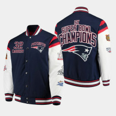 G- III Sports by Carl Banks New England Patriots #32 Devin McCourty Super Bowl Champions Canvas Varsity Jacket - Navy