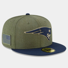 New Era New England Patriots 2018 Salute To Service Olive Navy Sideline 59FIFTY Fitted Hat