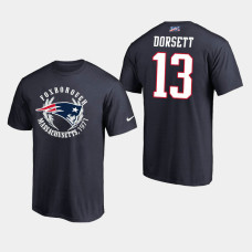 New England Patriots Phillip Dorsett NFL 100th Anniversary Iconic Flag Art T- Shirt - Navy