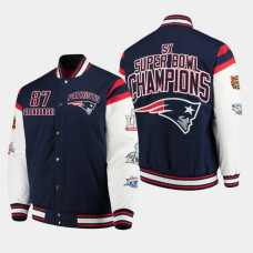 G- III Sports by Carl Banks New England Patriots #87 Rob Gronkowski Super Bowl Champions Canvas Varsity Jacket - Navy