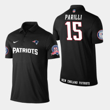 New England Patriots #15 Babe Parilli Player Performance Polo - Black