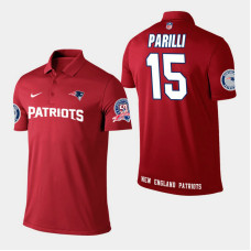 New England Patriots #15 Babe Parilli Player Performance Polo - Red