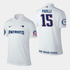 New England Patriots #15 Babe Parilli Player Performance Polo - White