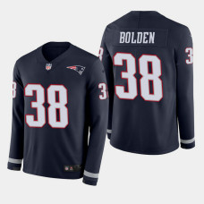 New England Patriots #38 Brandon Bolden Therma Long Sleeve Home Jersey - Navy