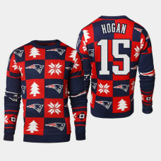 New England Patriots #15 Chris Hogan 2018 Christmas Ugly Sweater - Navy
