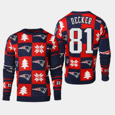 New England Patriots #81 Eric Decker 2018 Christmas Ugly Sweater - Navy
