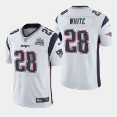 New England Patriots #28 James White Super Bowl LIII Champions Vapor Untouchable Limited Away Jersey - White