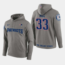 New England Patriots #33 Jeremy Hill Player Pullover Hoodie - Gray