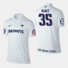 New England Patriots #35 Jim Nance Player Performance Polo - White