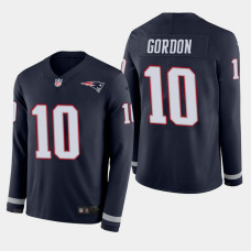 New England Patriots #10 Josh Gordon Therma Long Sleeve Home Jersey - Navy