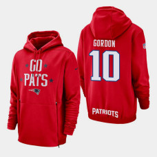 New England Patriots #10 Josh Gordon Sideline Lockup Pullover Hoodie - Red