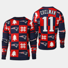 New England Patriots #11 Julian Edelman 2018 Christmas Ugly Sweater - Navy