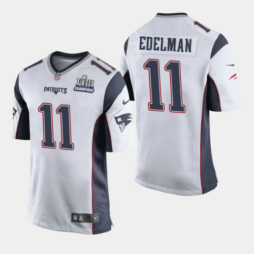 oyente Alternativa Centralizar New England Patriots #11 Julian Edelman Super Bowl LIII Champions Game Away  Jersey - White