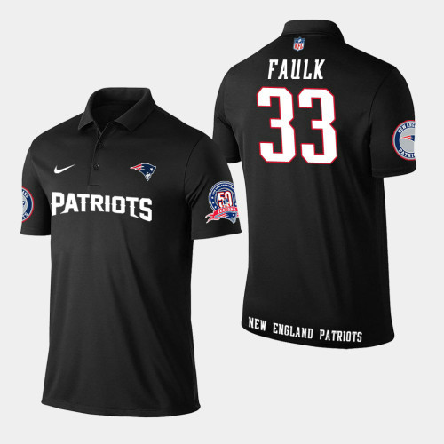 New England Patriots #33 Kevin Faulk Player Performance Polo - Black