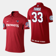 New England Patriots #33 Kevin Faulk Player Performance Polo - Red