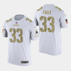 New England Patriots #33 Kevin Faulk Salute to Service T- Shirt - White