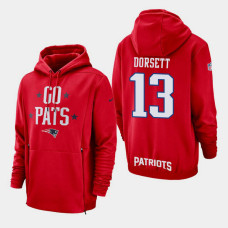 New England Patriots #13 Phillip Dorsett Sideline Lockup Pullover Hoodie - Red