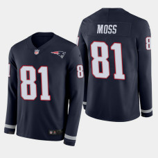 New England Patriots #81 Randy Moss Therma Long Sleeve Home Jersey - Navy