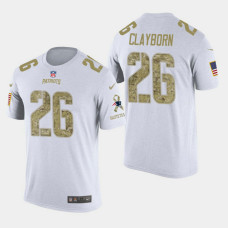 New England Patriots #26 Raymond Clayborn Salute to Service T- Shirt - White