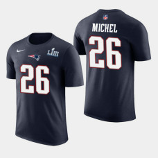 New England Patriots #26 Sony Michel 2018 AFC Champions T- Shirt - Navy