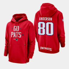 New England Patriots #80 Stephen Anderson Sideline Lockup Pullover Hoodie - Red