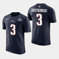 New England Patriots #3 Stephen Gostkowski 2018 AFC Champions T- Shirt - Navy