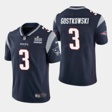 New England Patriots #3 Stephen Gostkowski Super Bowl LIII Champions Vapor Untouchable Limited Jersey - Navy