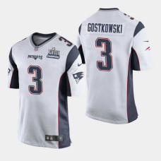 New England Patriots #3 Stephen Gostkowski Super Bowl LIII Champions Game Away Jersey - White