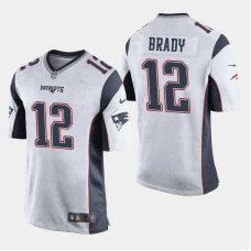 New England Patriots #12 Tom Brady Game Away Jersey - White