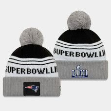 New England Patriots Striped Super Bowl LIII Knit Hat - White Gray