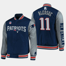 Starter New England Patriots #11 Drew Bledsoe Satin Full Snap Jacket - Navy