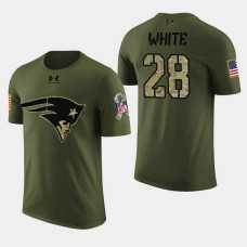 New England Patriots #28 James White 2018 Salute to Service T- Shirt - Military Digital Camo