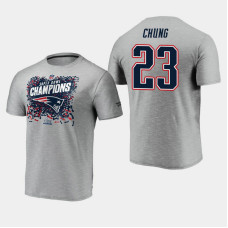 New England Patriots #23 Patrick Chung Super Bowl LIII Champions Trophy T- shirt - Heather Gray