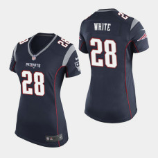 Women's New England Patriots #28 James White Game Home Jersey - Navy