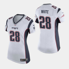 Women's New England Patriots #28 James White Game Away Jersey - White