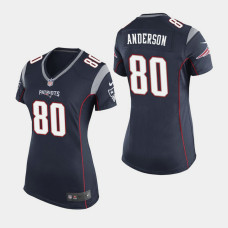 Women's New England Patriots #80 Stephen Anderson Game Home Jersey - Navy