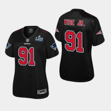 Women New England Patriots #91 Deatrich Wise Jr. Super Bowl LIII Champions Fashion Jersey - Black