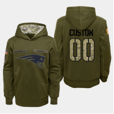 Youth New England Patriots #00 Custom 2018 Salute To Service Pullover Hoodie - Olive