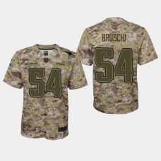 Youth New England Patriots #54 Tedy Bruschi 2018 Salute To Service Game Jersey - Camo